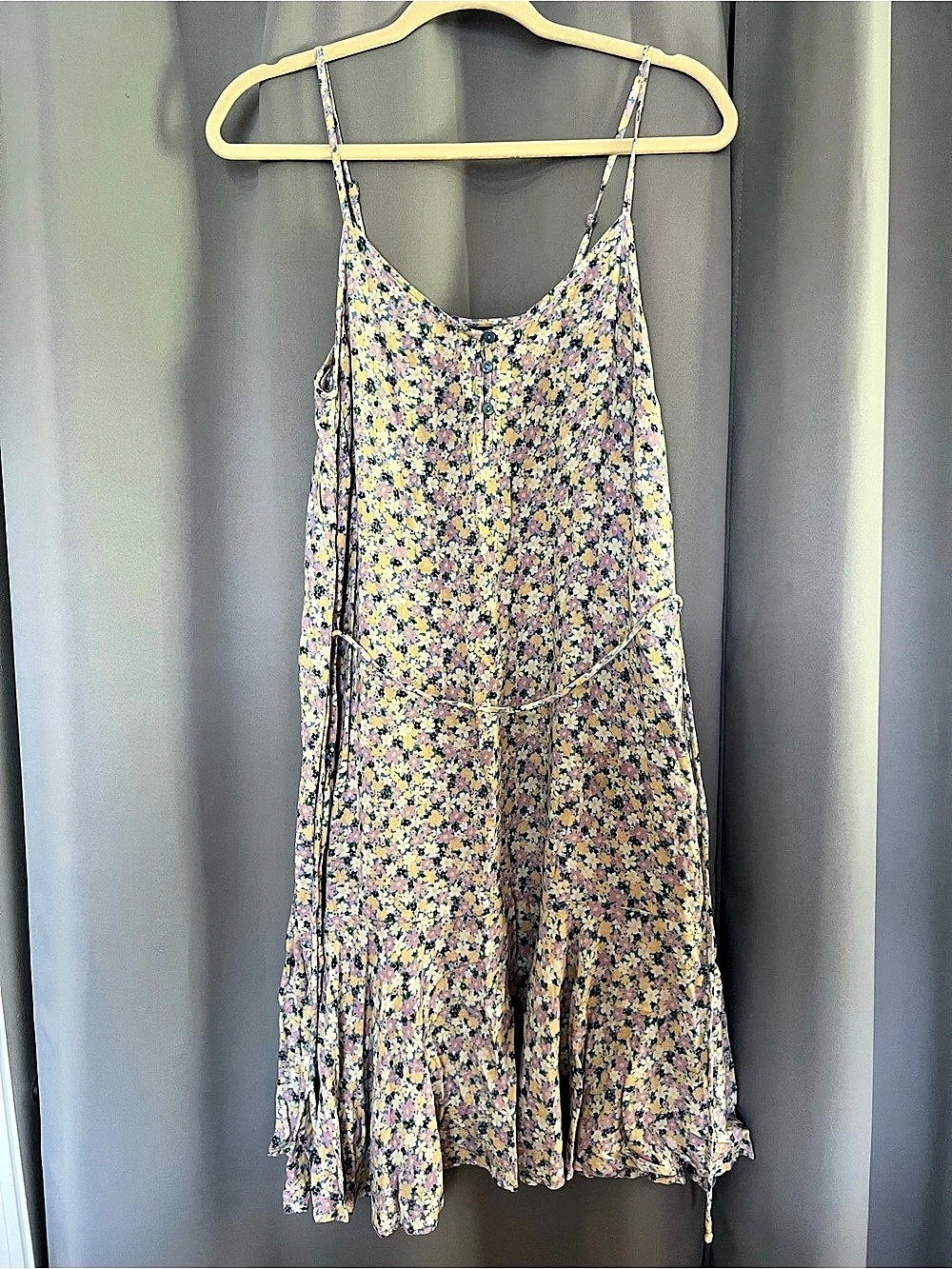 Pieces Floral Midi Dress Pink, Blue, & Yellow Like New